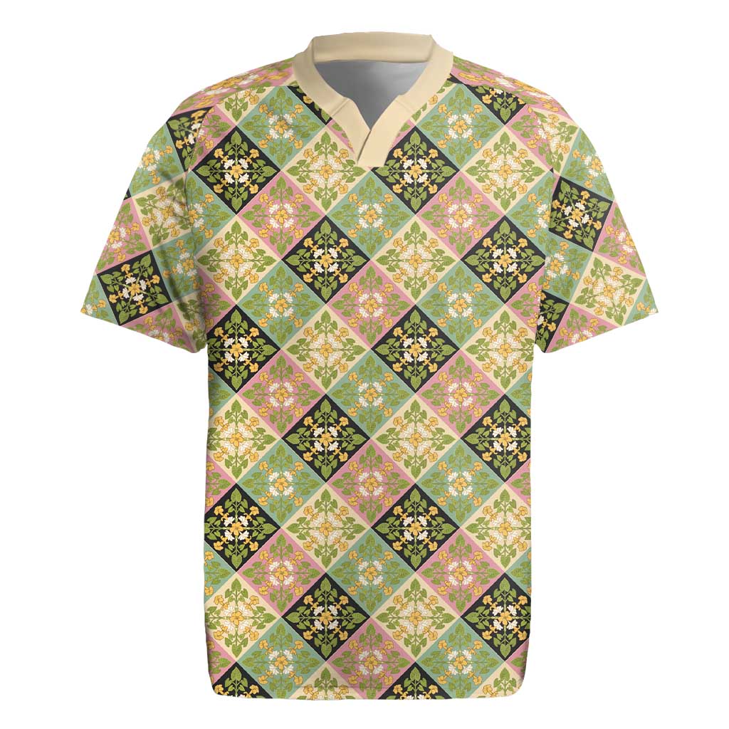 Seamless Pattern Puakenikeni and Kalo Rugby Jersey - Polynesian Pride