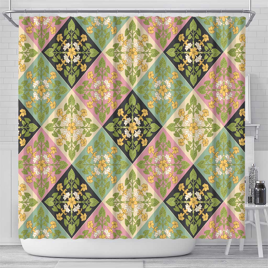 Seamless Pattern Puakenikeni and Kalo Shower Curtain LT9 - Polynesian Pride