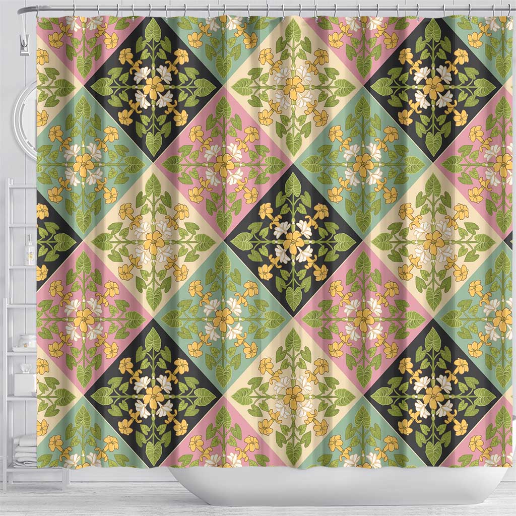 Seamless Pattern Puakenikeni and Kalo Shower Curtain LT9 - Polynesian Pride