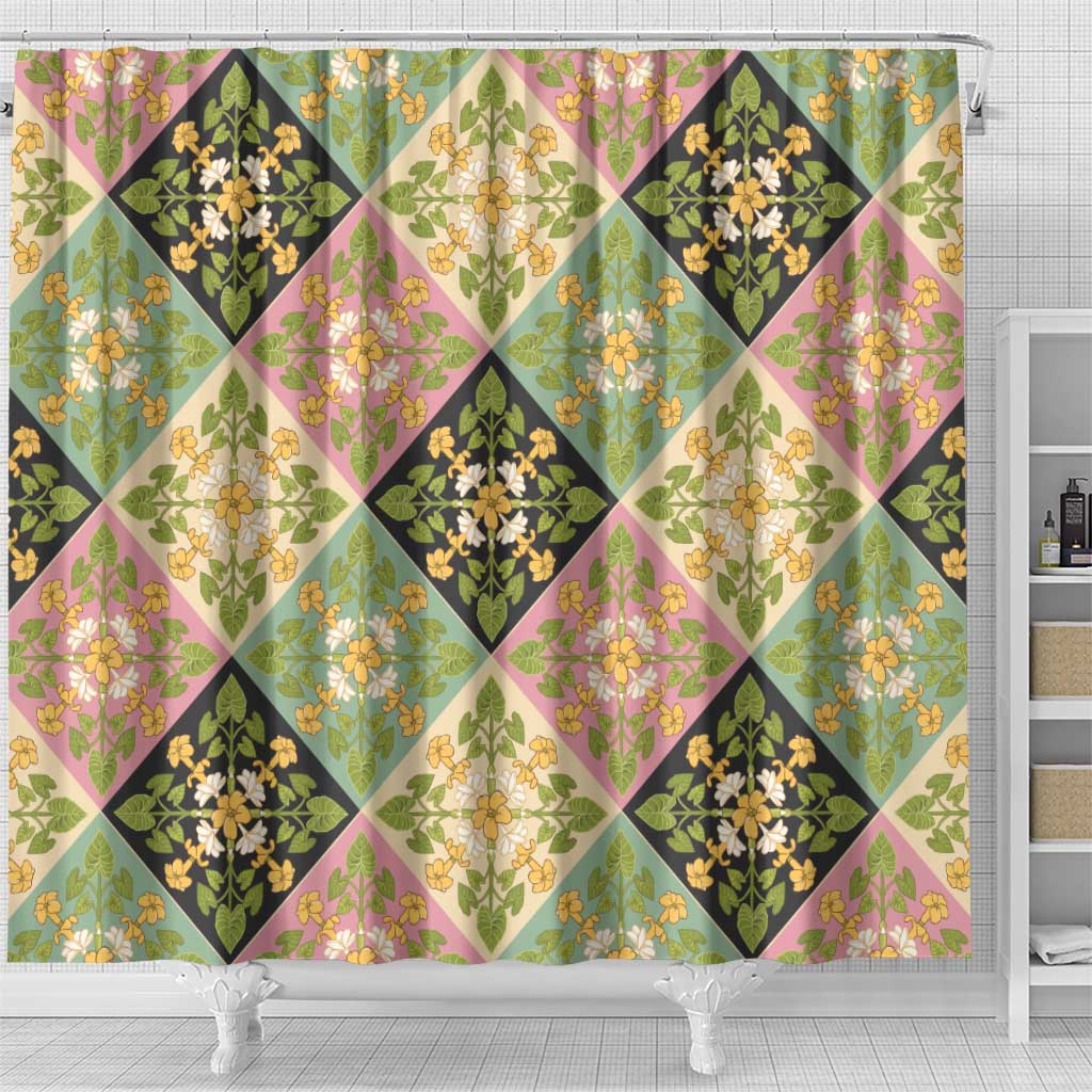 Seamless Pattern Puakenikeni and Kalo Shower Curtain LT9 - Polynesian Pride