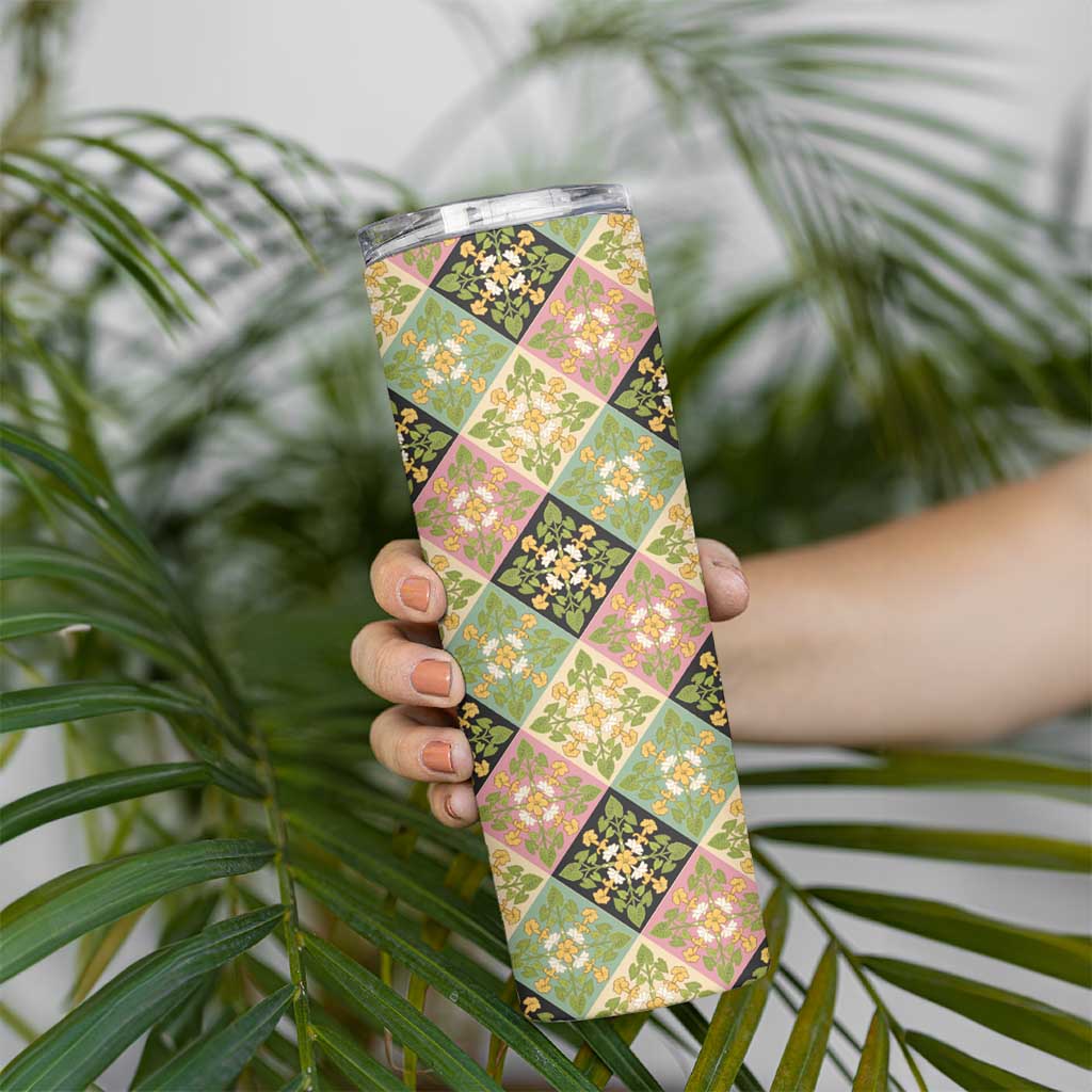 Seamless Pattern Puakenikeni and Kalo Skinny Tumbler - Polynesian Pride