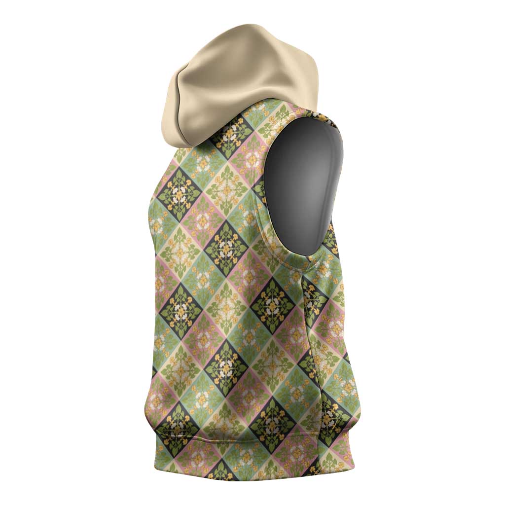 Seamless Pattern Puakenikeni and Kalo Sleeveless Hoodie - Polynesian Pride