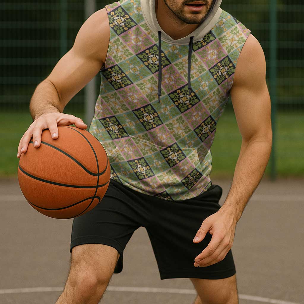 Seamless Pattern Puakenikeni and Kalo Sleeveless Hoodie - Polynesian Pride