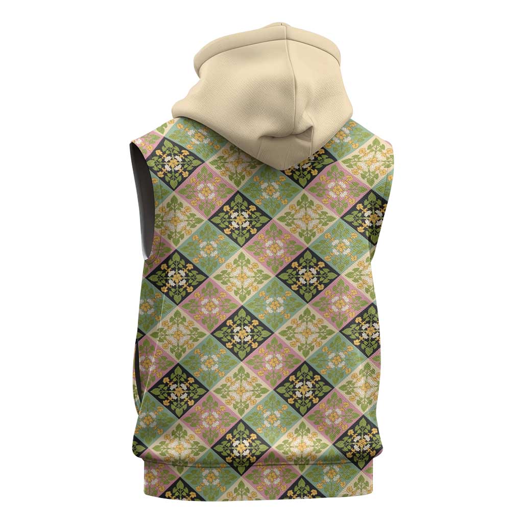 Seamless Pattern Puakenikeni and Kalo Sleeveless Zip Hoodie LT9 - Polynesian Pride