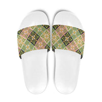 Seamless Pattern Puakenikeni and Kalo Slide Sandals LT9 Beige - Polynesian Pride