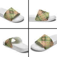 Seamless Pattern Puakenikeni and Kalo Slide Sandals LT9 - Polynesian Pride
