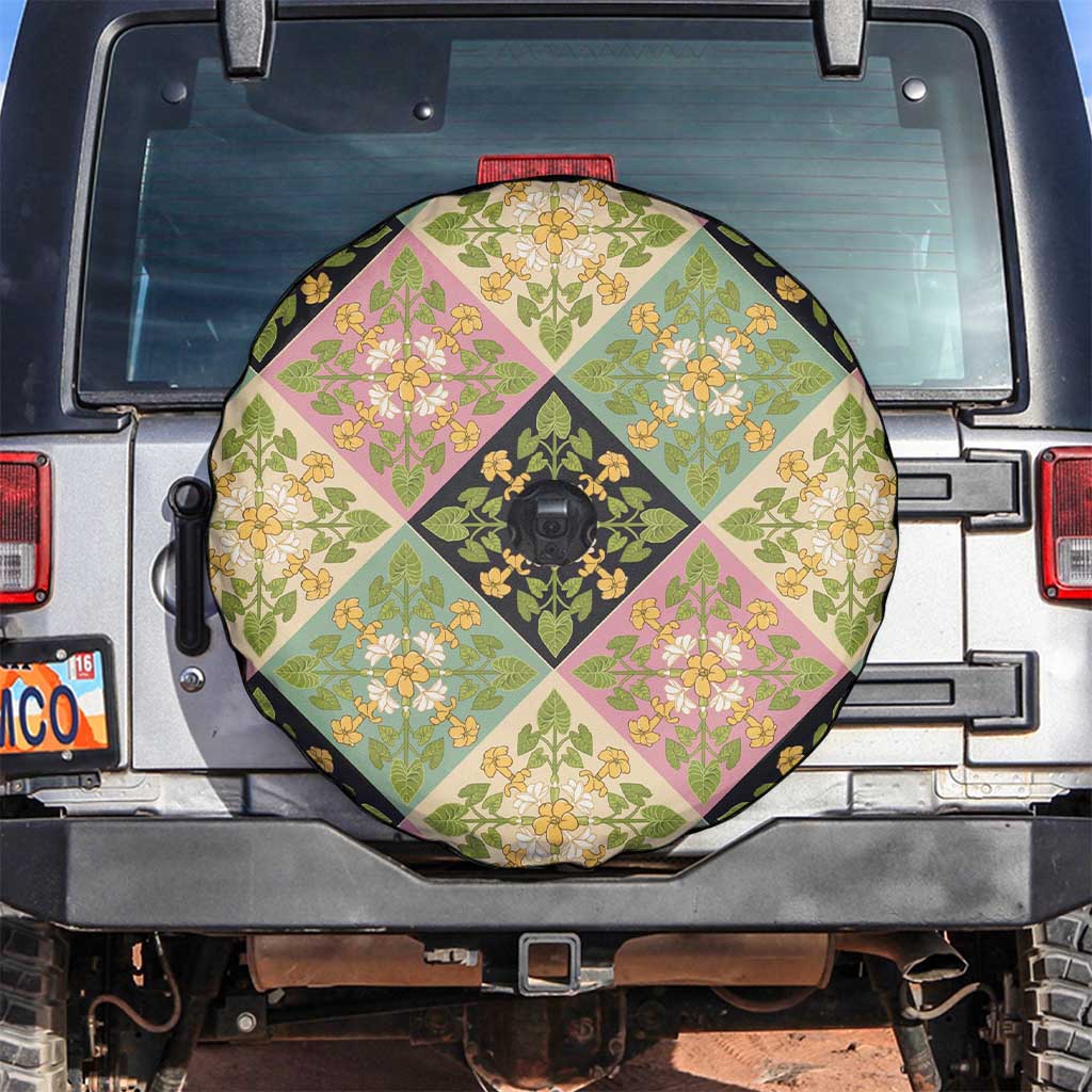 Seamless Pattern Puakenikeni and Kalo Spare Tire Cover LT9 Beige - Polynesian Pride