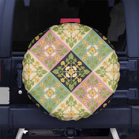 Seamless Pattern Puakenikeni and Kalo Spare Tire Cover LT9 No hole Beige - Polynesian Pride
