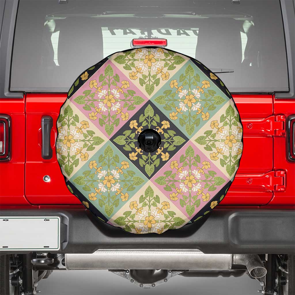 Seamless Pattern Puakenikeni and Kalo Spare Tire Cover LT9 - Polynesian Pride