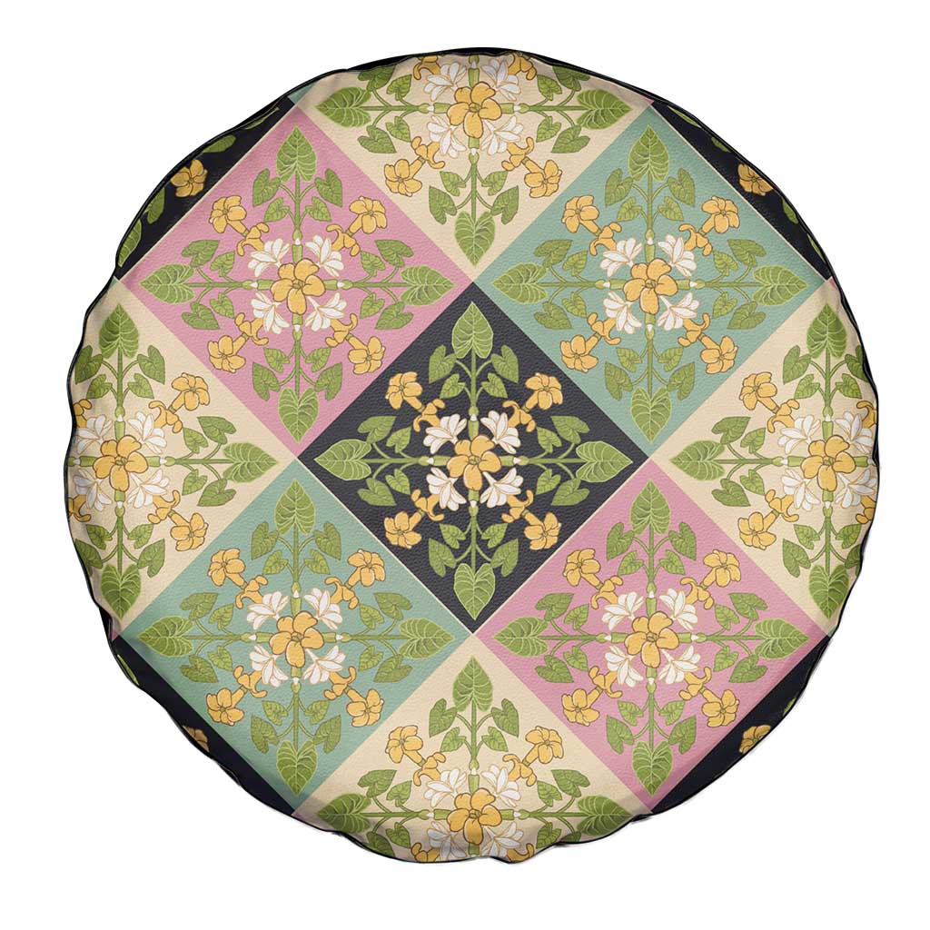 Seamless Pattern Puakenikeni and Kalo Spare Tire Cover LT9 - Polynesian Pride