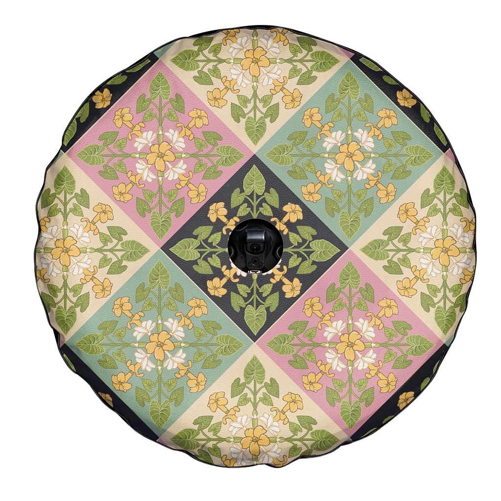Seamless Pattern Puakenikeni and Kalo Spare Tire Cover LT9 - Polynesian Pride