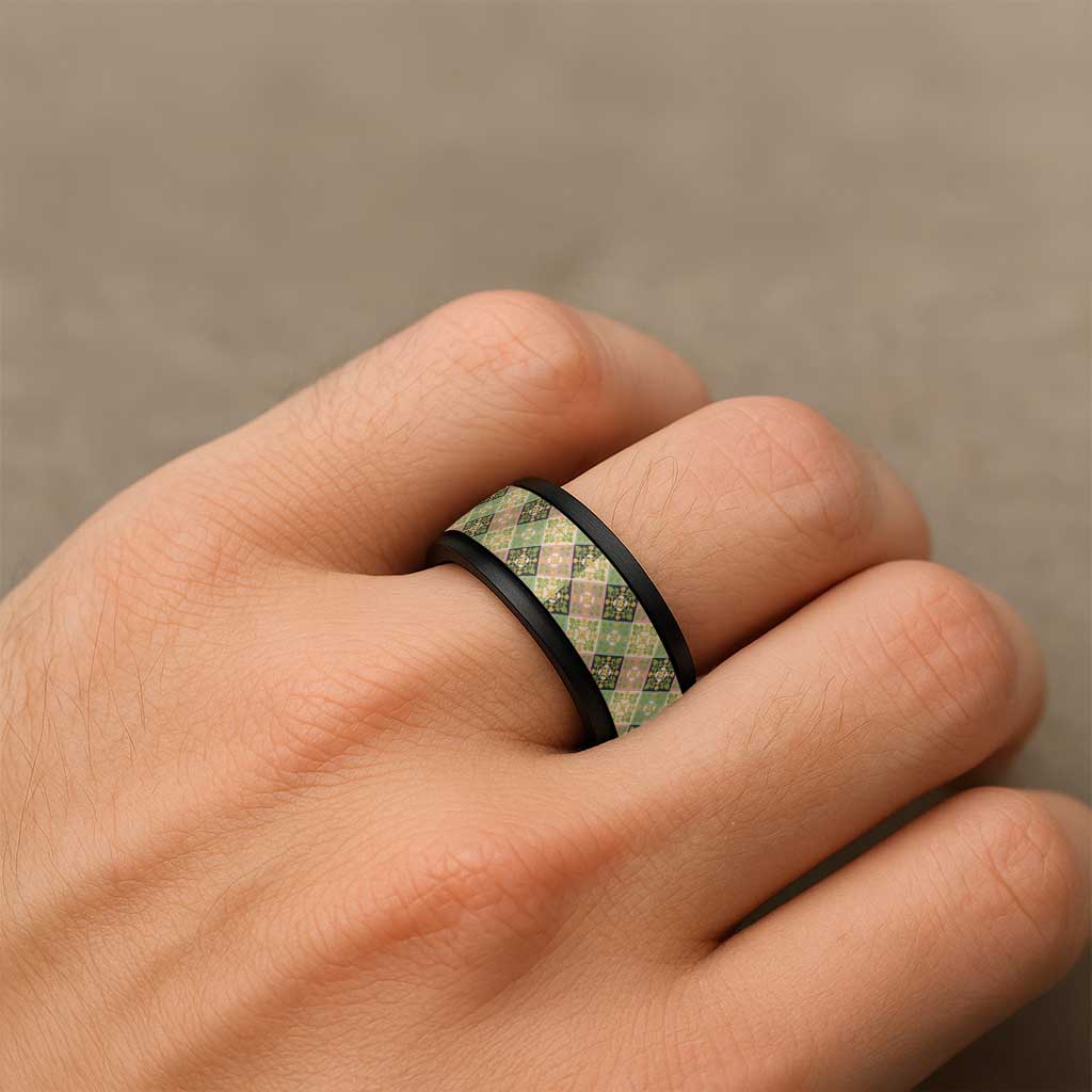Seamless Pattern Puakenikeni and Kalo Spinner Ring - Polynesian Pride