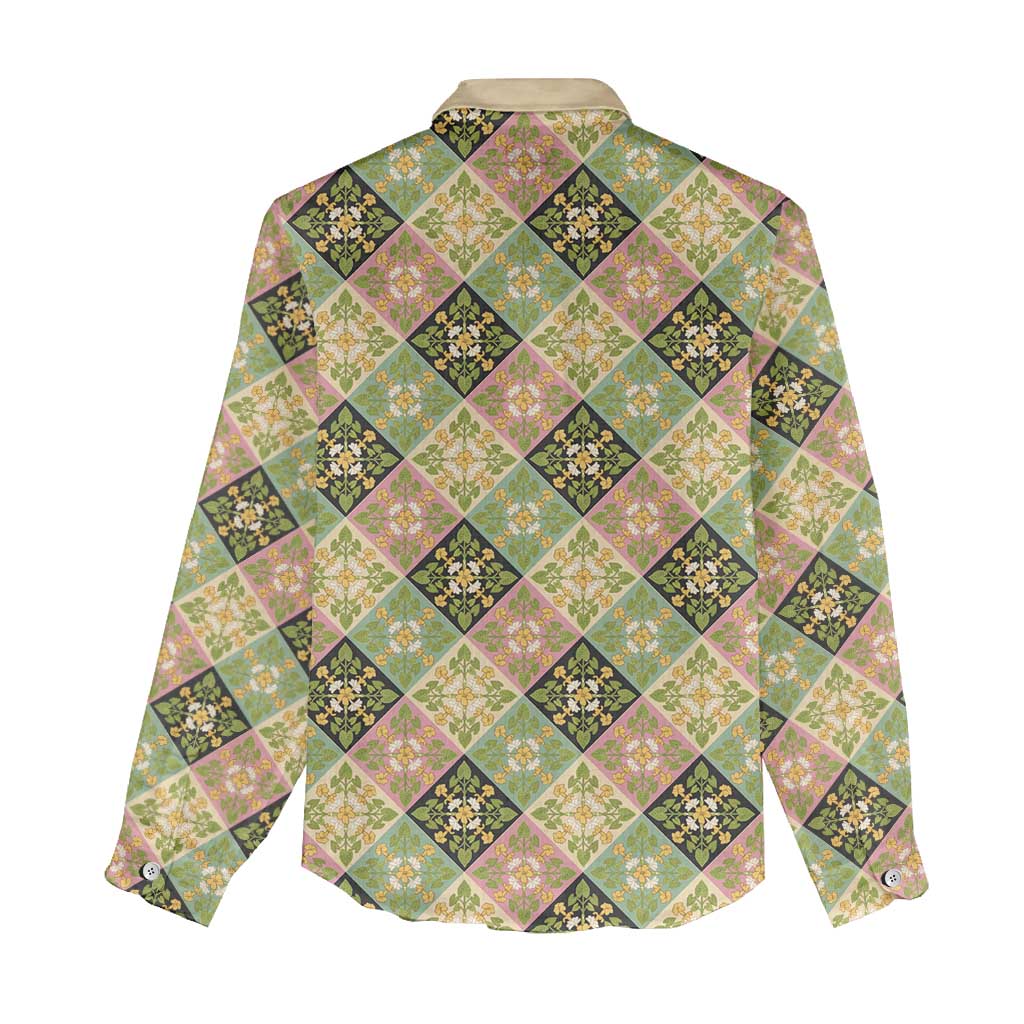 Seamless Pattern Puakenikeni and Kalo Women Casual Shirt - Polynesian Pride