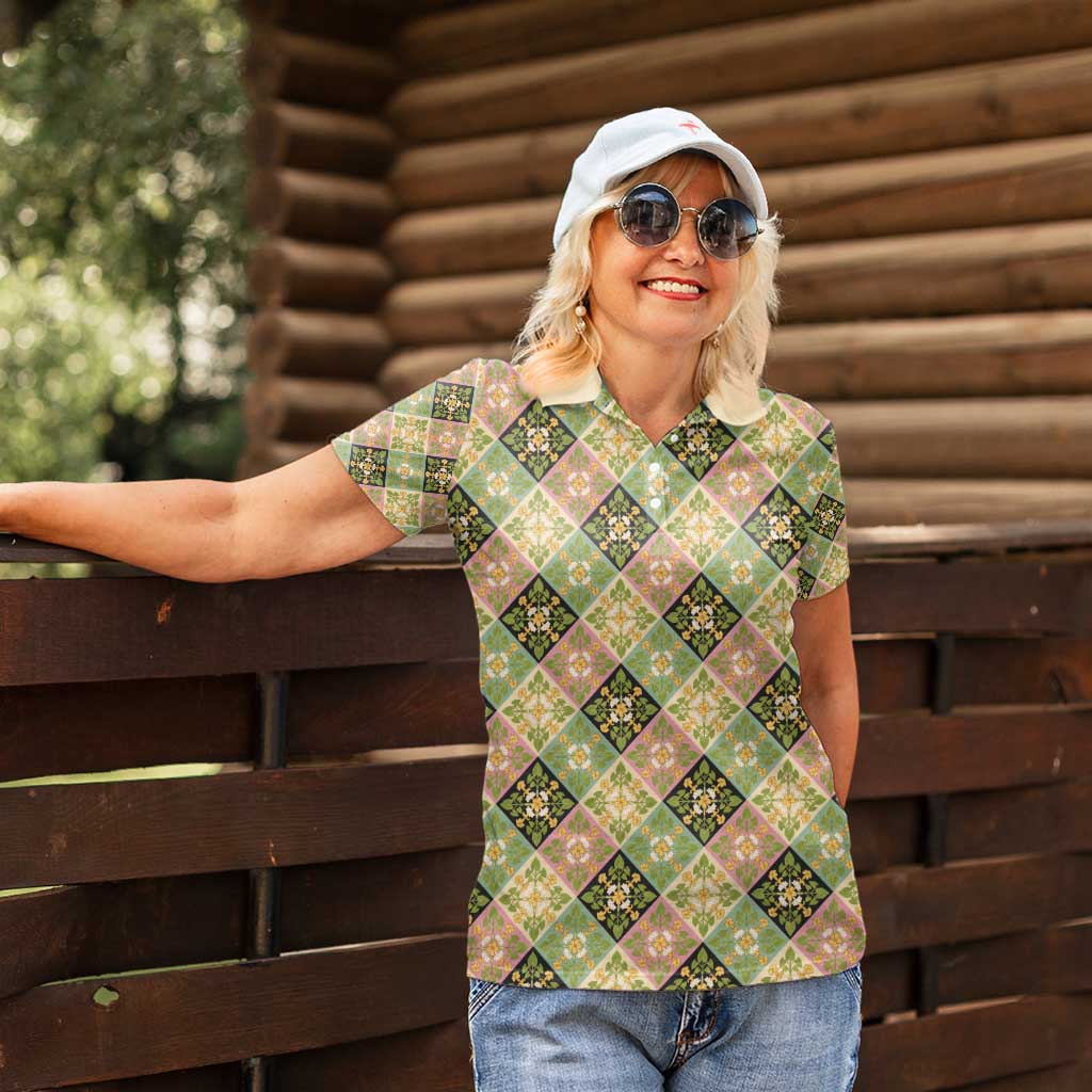 Seamless Pattern Puakenikeni and Kalo Women Polo Shirt - Polynesian Pride