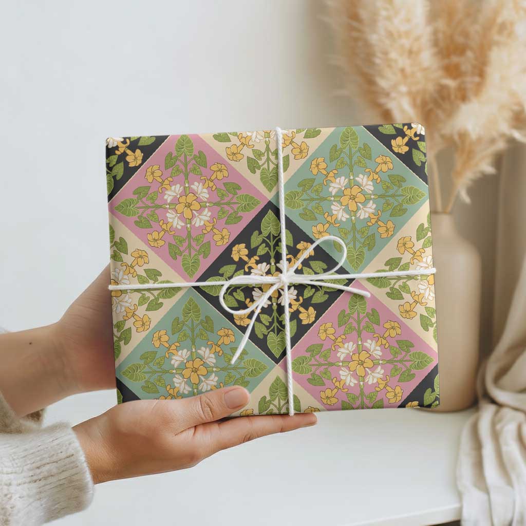 Seamless Pattern Puakenikeni and Kalo Wrapping Paper - Polynesian Pride