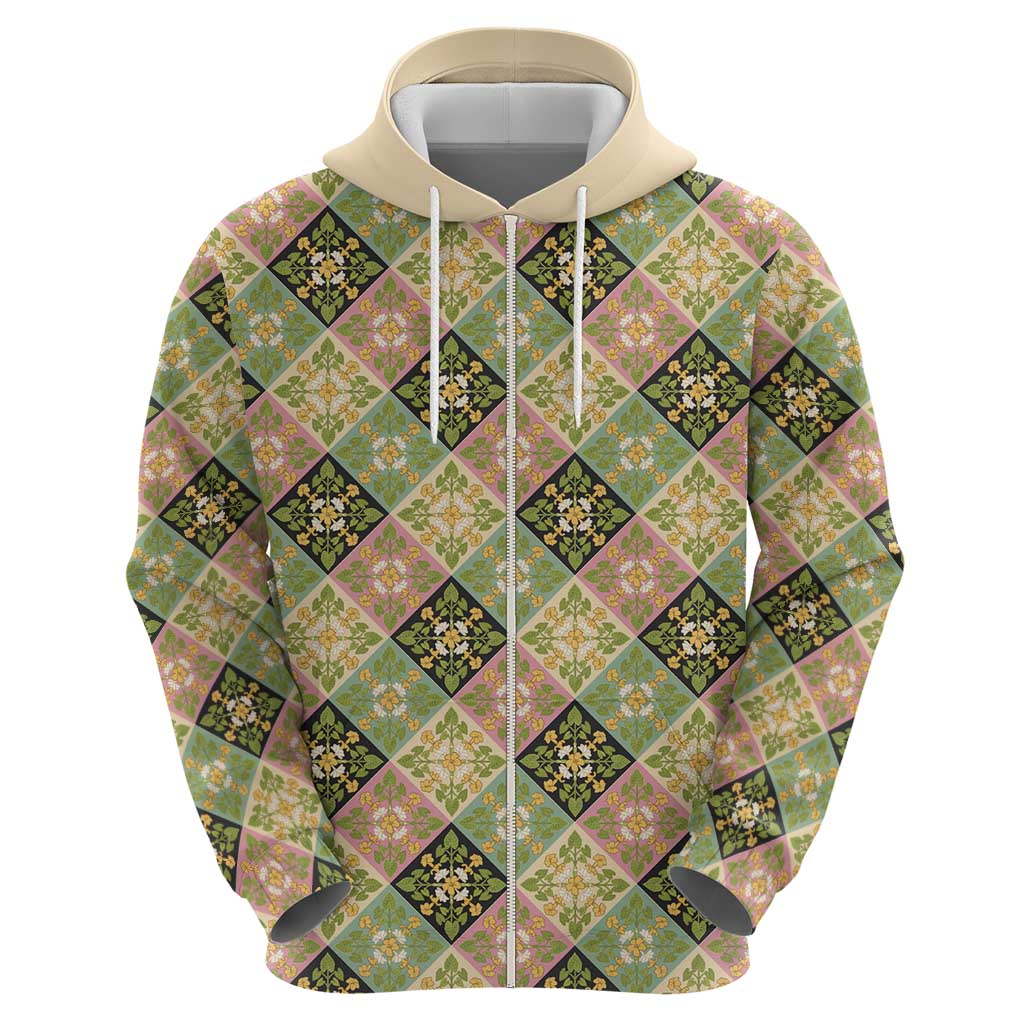 Seamless Pattern Puakenikeni and Kalo Zip Hoodie LT9 - Polynesian Pride