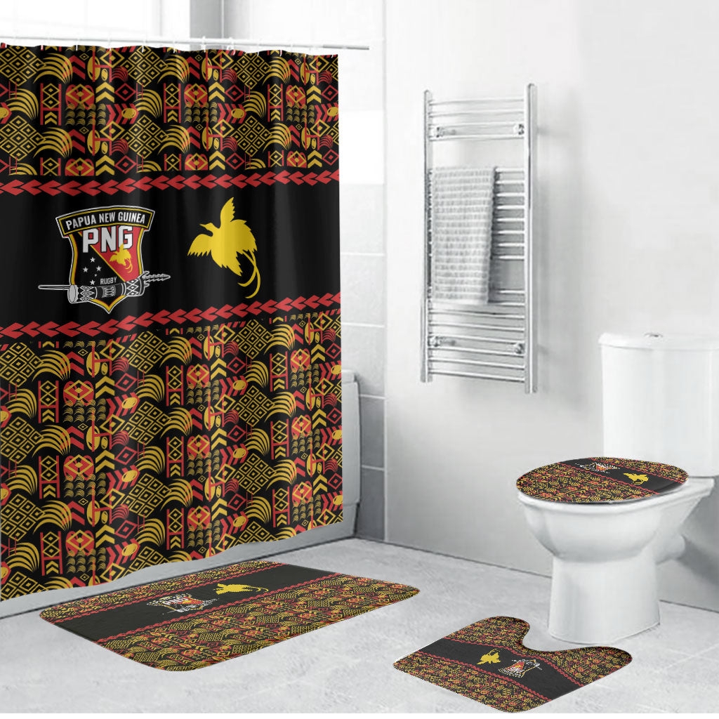 Papua New Guinea Kumuls Bathroom Set Bird of Paradise Black Version LT9 Bathroom Set (4 pcs) Black - Polynesian Pride