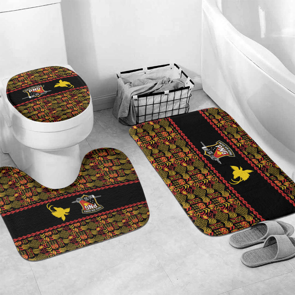 Papua New Guinea Kumuls Bathroom Set Bird of Paradise Black Version LT9 Mat Set Only (3 pcs) One Size Black - Polynesian Pride