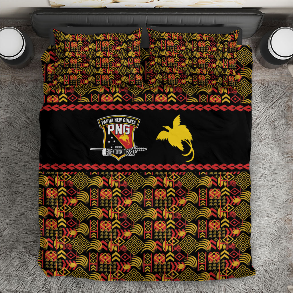 Papua New Guinea Kumuls Bedding Set Bird of Paradise Black Version