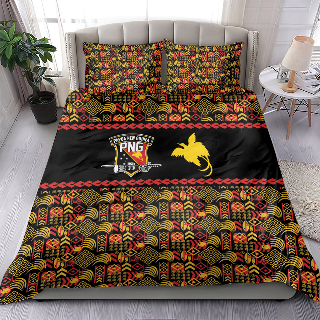 Papua New Guinea Kumuls Bedding Set Bird of Paradise Black Version