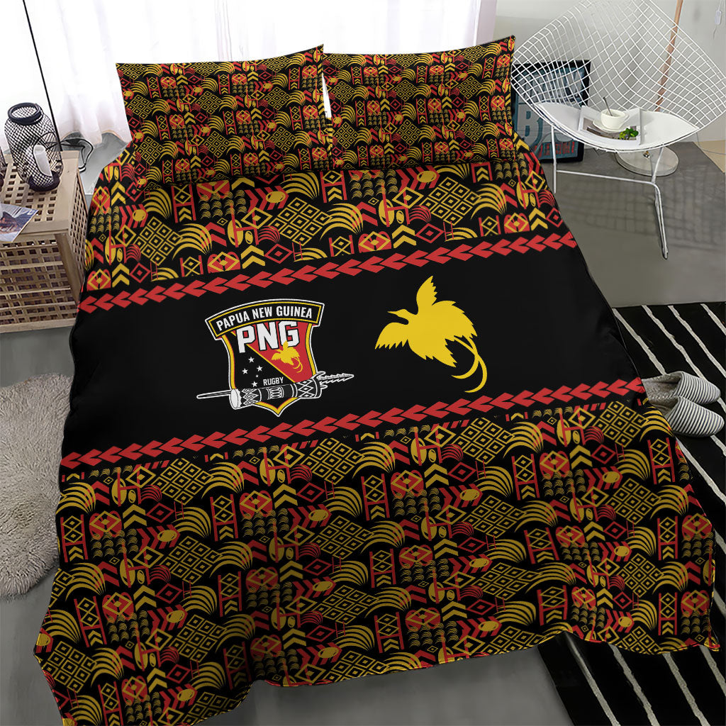 Papua New Guinea Kumuls Bedding Set Bird of Paradise Black Version