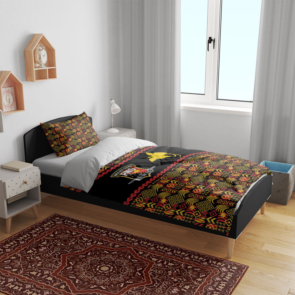 Papua New Guinea Kumuls Bedding Set Bird of Paradise Black Version
