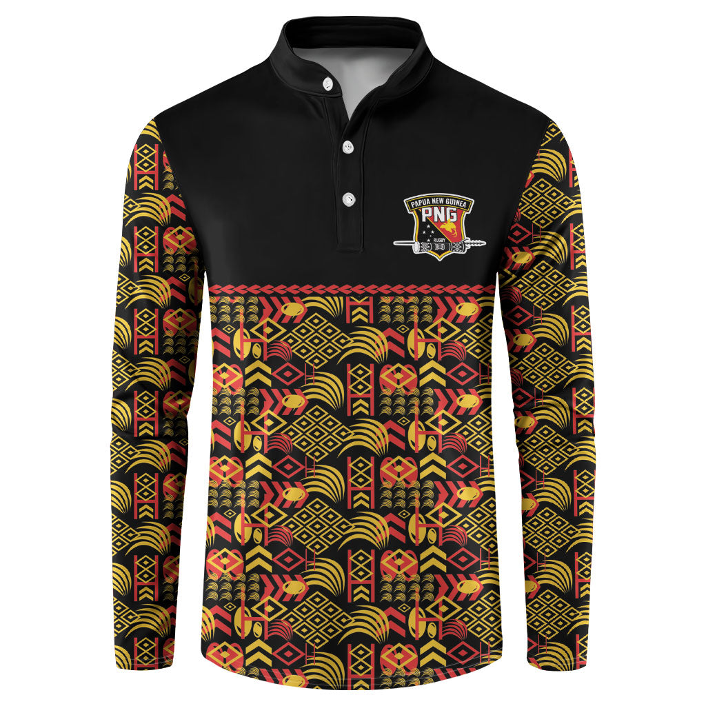 Papua New Guinea Kumuls Button Sweatshirt Bird of Paradise Black Version LT9 Black - Polynesian Pride