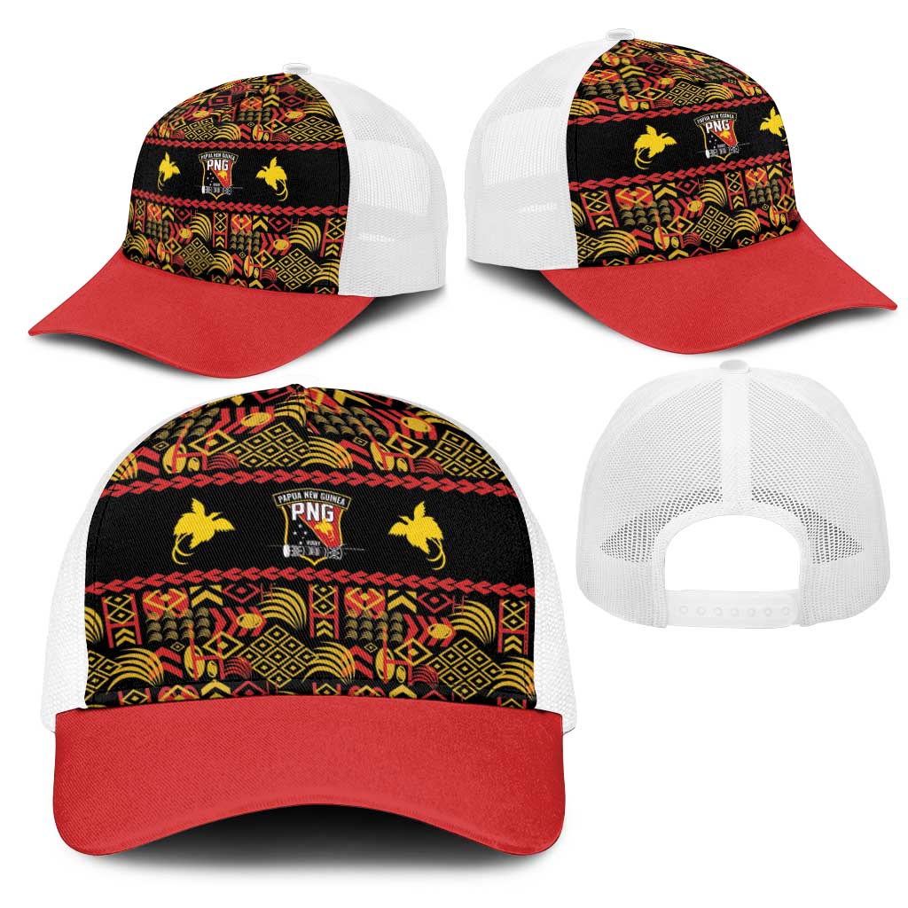 Papua New Guinea Kumuls Mesh Trucker Cap Bird of Paradise Black Version LT9 - Polynesian Pride