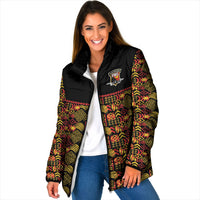 Papua New Guinea Kumuls Padded Jacket Bird of Paradise Black Version LT9 Women Black - Polynesian Pride