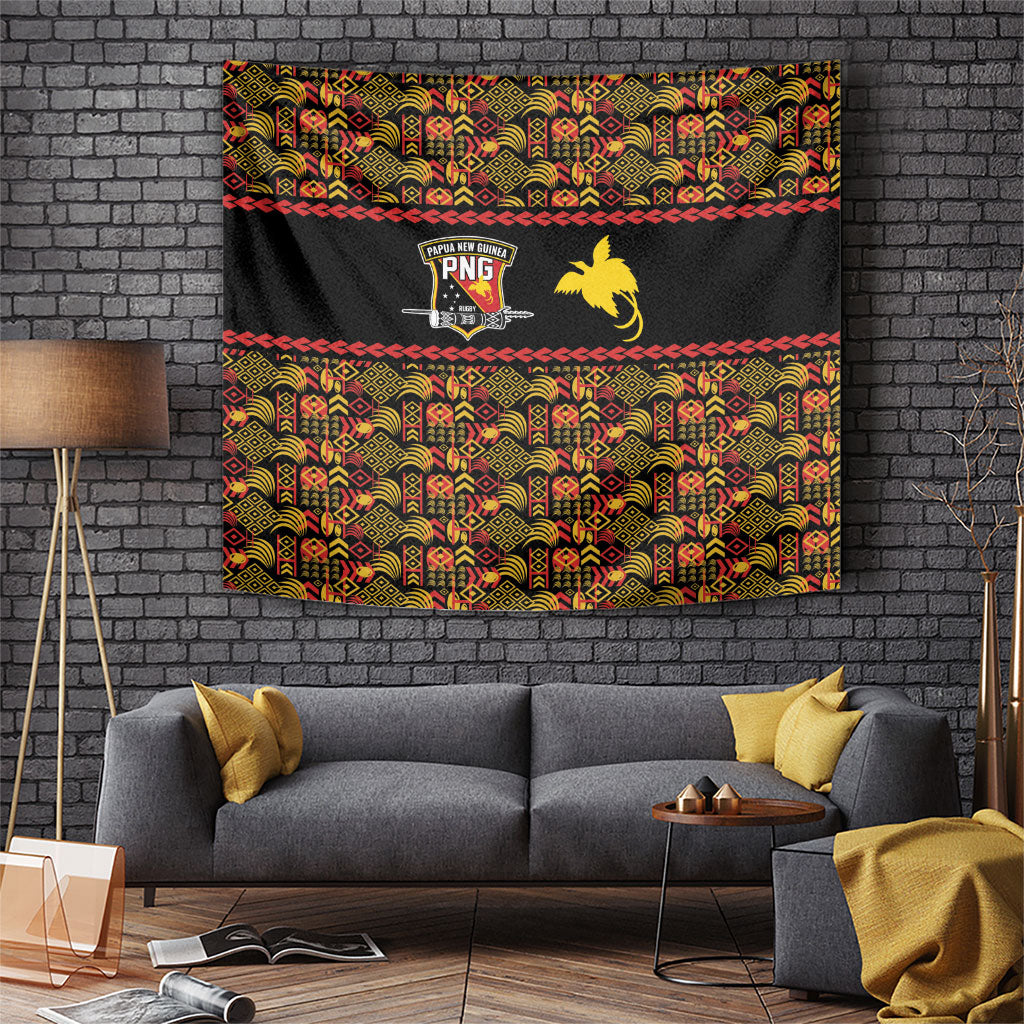 Papua New Guinea Kumuls Tapestry Bird of Paradise Black Version LT9 Black - Polynesian Pride