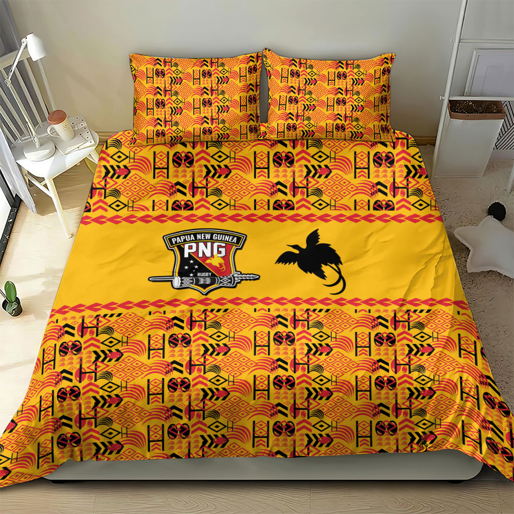 Papua New Guinea Kumuls Bedding Set Bird of Paradise Gold Version LT9 - Polynesian Pride