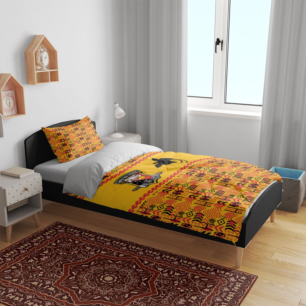 Papua New Guinea Kumuls Bedding Set Bird of Paradise Gold Version LT9 - Polynesian Pride