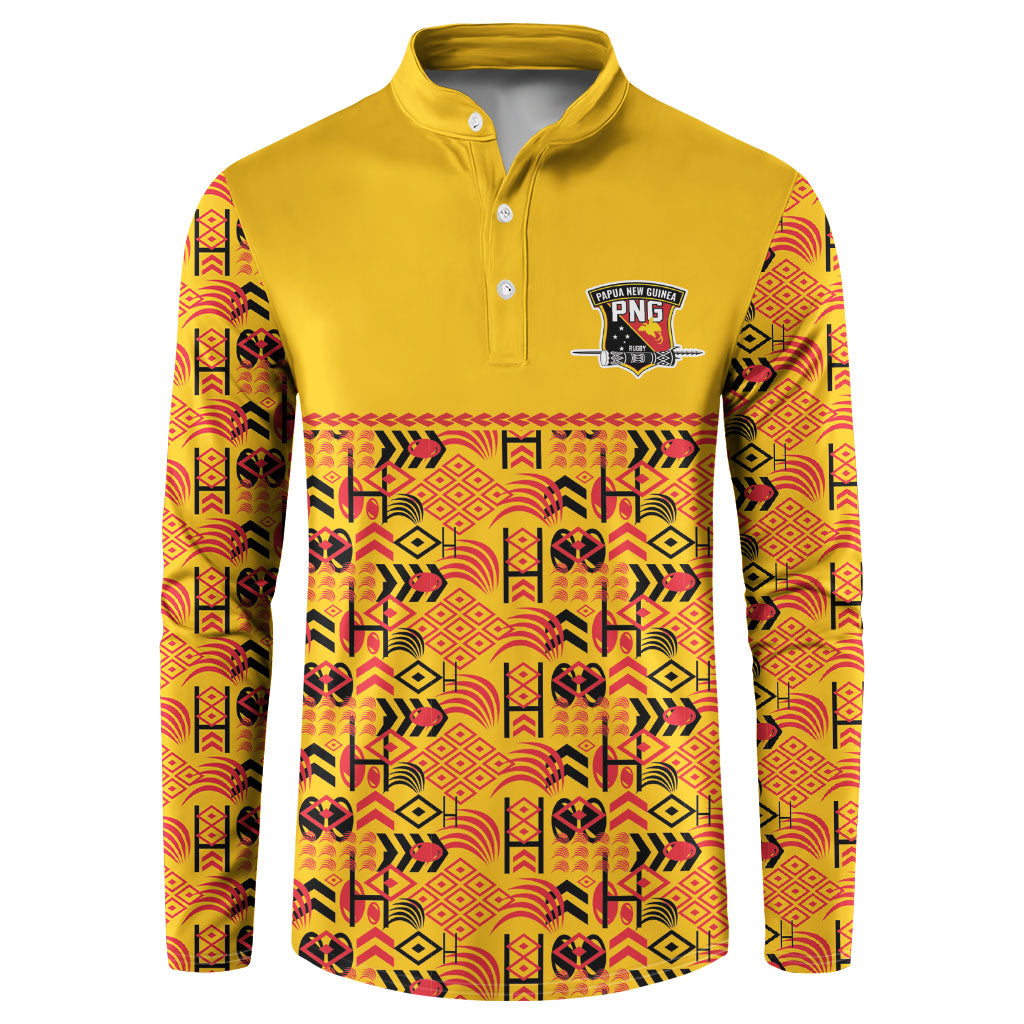 Papua New Guinea Kumuls Button Sweatshirt Bird of Paradise Gold Version LT9 Gold - Polynesian Pride