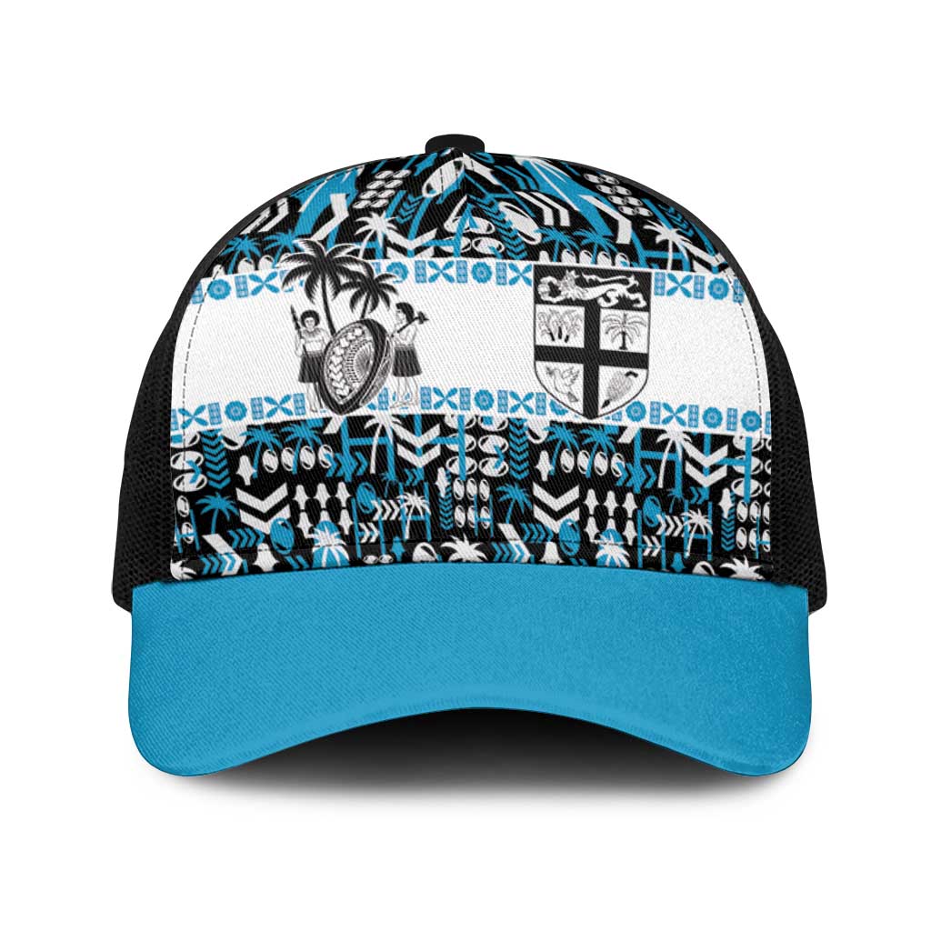 Fiji Bati Baseball Net Cap Bati Island Warrior Geometry LT9 One Size Black Blue - Polynesian Pride
