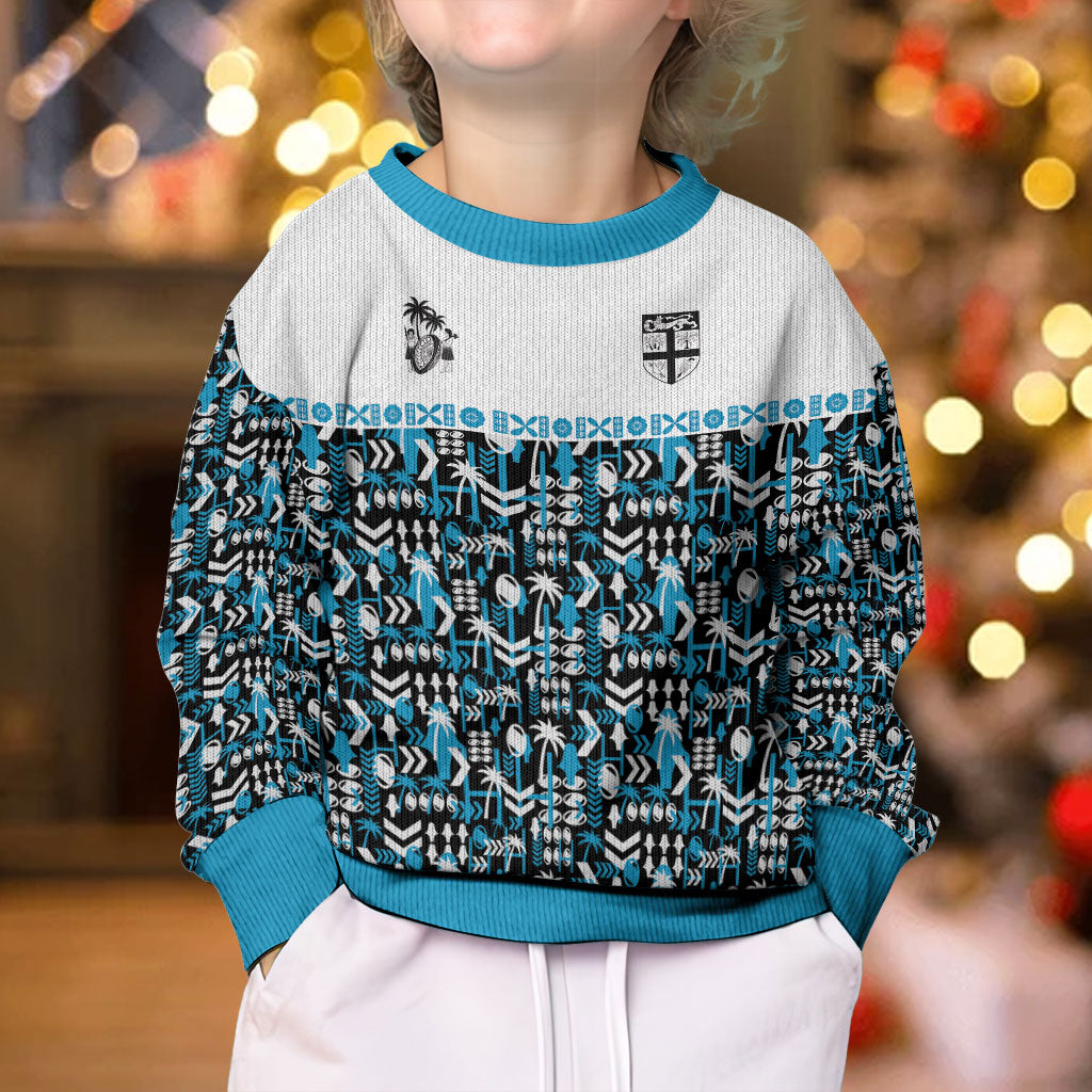 Fiji Bati Kid Ugly Christmas Sweater Bati Island Warrior Geometry LT9 - Polynesian Pride