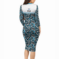 Fiji Bati Long Sleeve Bodycon Dress Bati Island Warrior Geometry LT9 - Polynesian Pride