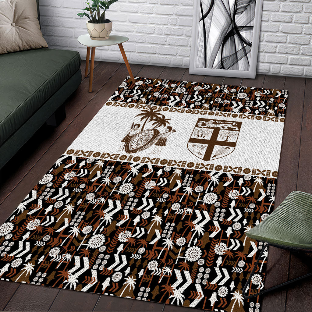 Fiji Bati Area Rug Masi-inspired Tapa Pattern LT9 Brown - Polynesian Pride
