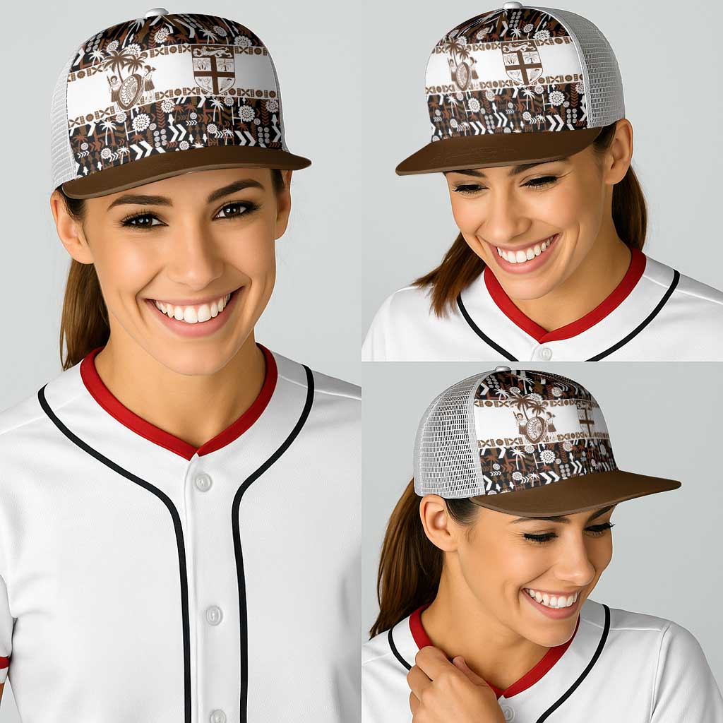 Fiji Bati Baseball Net Cap Masi-inspired Tapa Pattern LT9 - Polynesian Pride