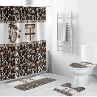 Fiji Bati Bathroom Set Masi-inspired Tapa Pattern LT9 Bathroom Set (4 pcs) Brown - Polynesian Pride