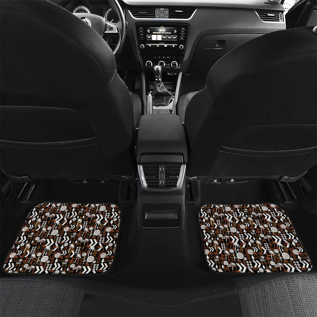 Fiji Bati Car Mats Masi-inspired Tapa Pattern LT9 Set 2pcs - Back Brown - Polynesian Pride