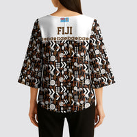 Fiji Bati Kimono Sleeve Blouse Masi-inspired Tapa Pattern
