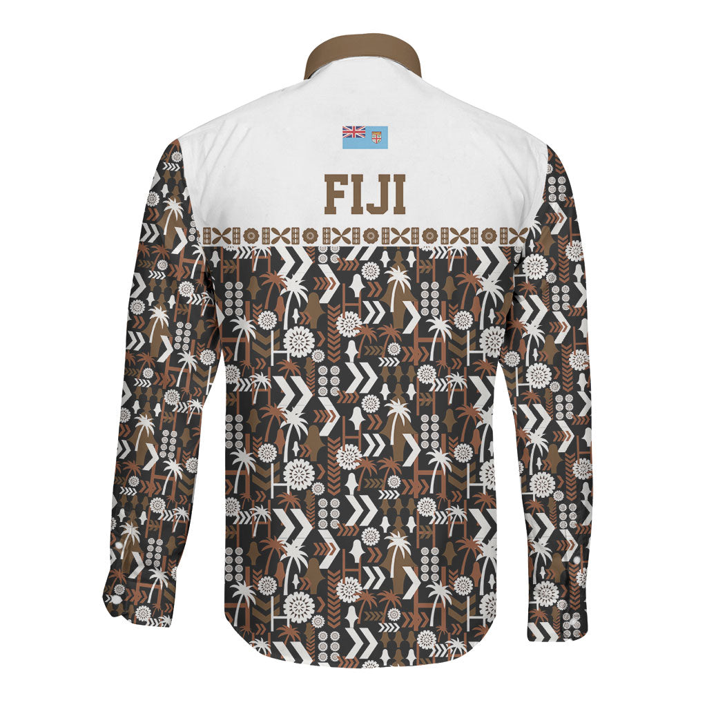 Fiji Bati Long Sleeve Button Shirt Masi-inspired Tapa Pattern LT9 - Polynesian Pride
