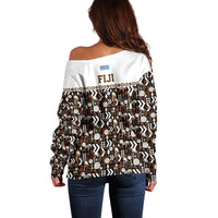Fiji Bati Off Shoulder Sweater Masi-inspired Tapa Pattern LT9 - Polynesian Pride
