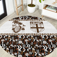 Fiji Bati Round Carpet Masi-inspired Tapa Pattern LT9 Brown - Polynesian Pride