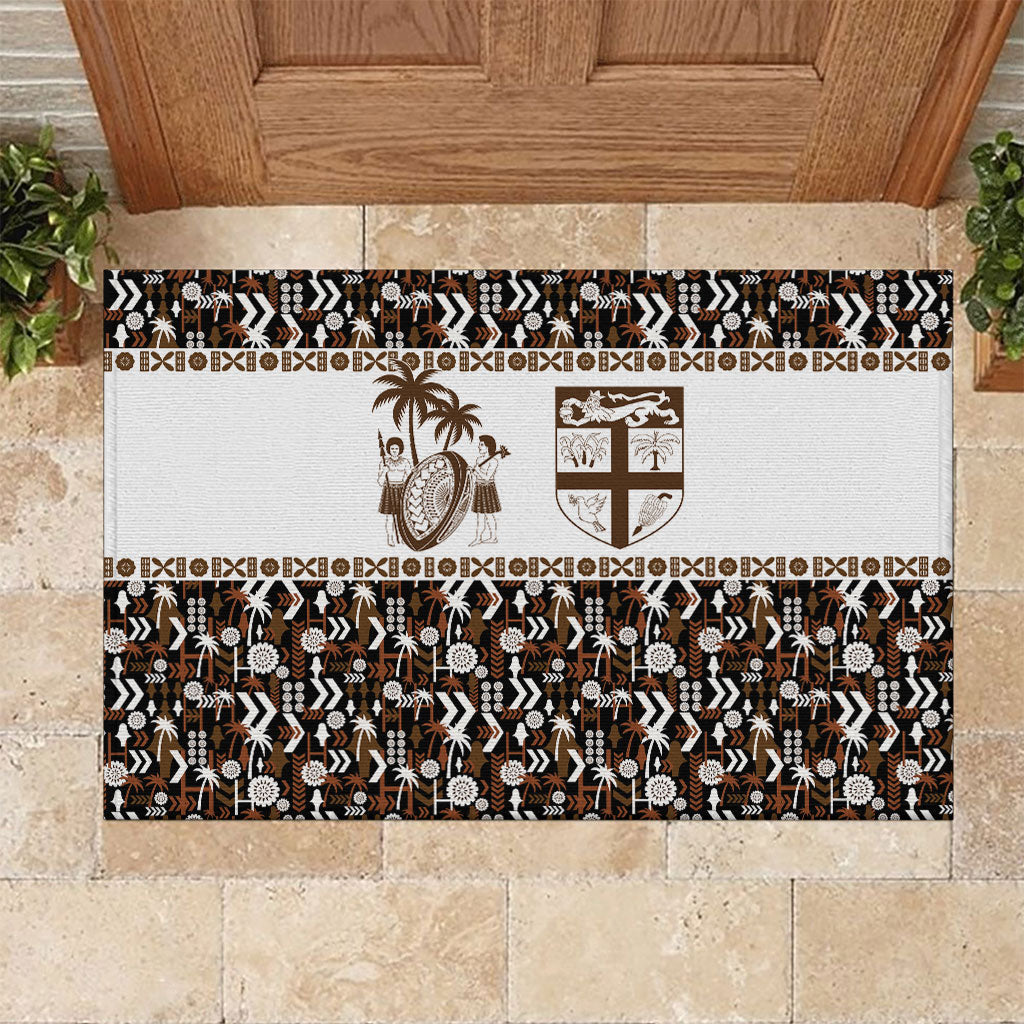Fiji Bati Rubber Doormat Masi-inspired Tapa Pattern LT9 Brown - Polynesian Pride