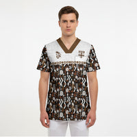 Fiji Bati Scrub Top Masi-inspired Tapa Pattern LT9 - Polynesian Pride