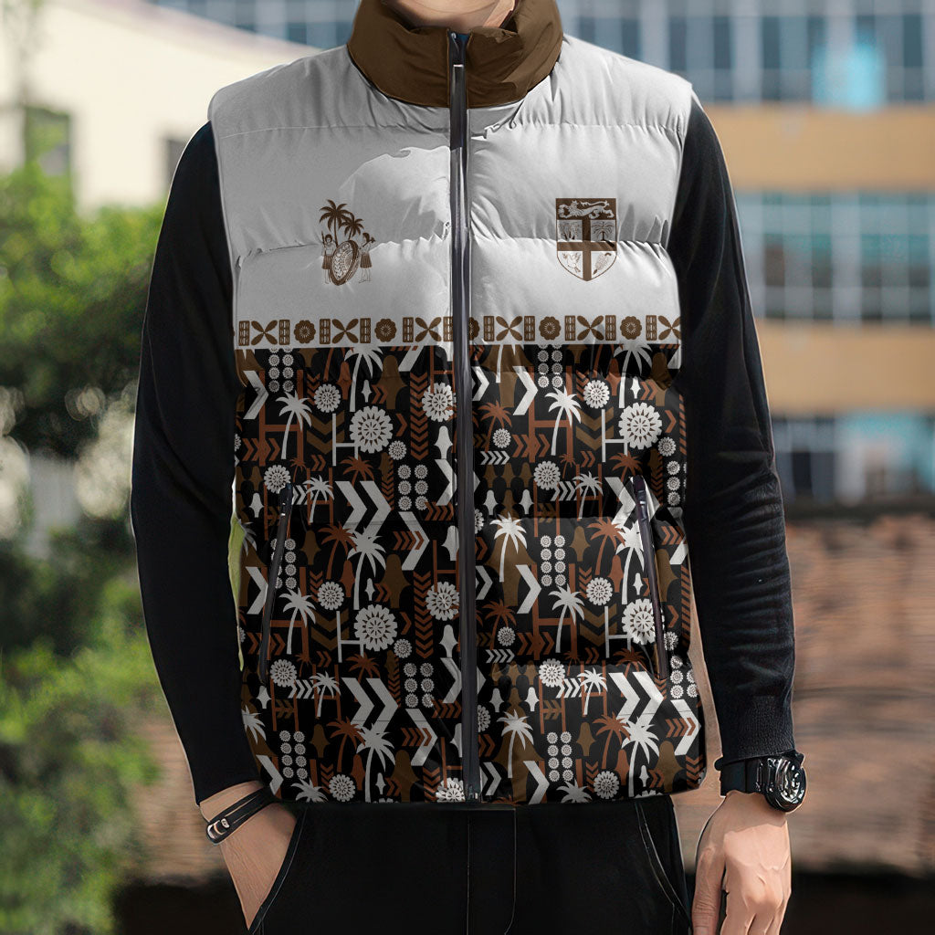 Fiji Bati Sleeveless Puffer Jacket Masi-inspired Tapa Pattern LT9 - Polynesian Pride