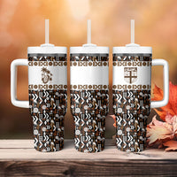Fiji Bati Tumbler With Handle Masi-inspired Tapa Pattern