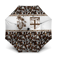 Fiji Bati Umbrella Masi-inspired Tapa Pattern LT9 One Size Folded 11.42 inch Opened Diameter 37.4 inch Brown - Polynesian Pride