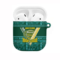 Cook Islands Island Floral AirPods Case Teal Traditional Kuki's Geometric Pattern LT9 Teal - Polynesian Pride